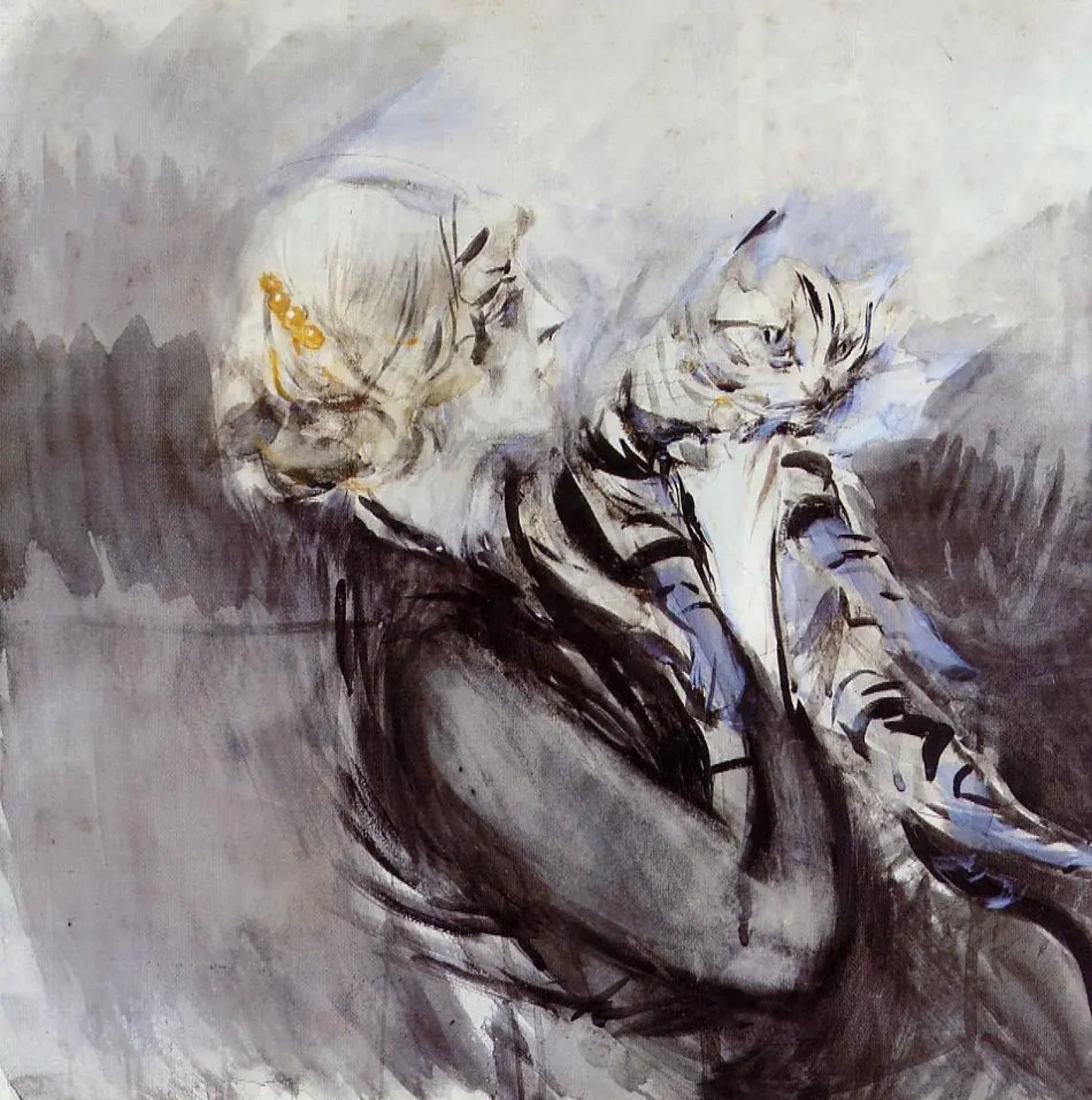 Dame au chat - Giovanni Boldini - Alpha Reproduction