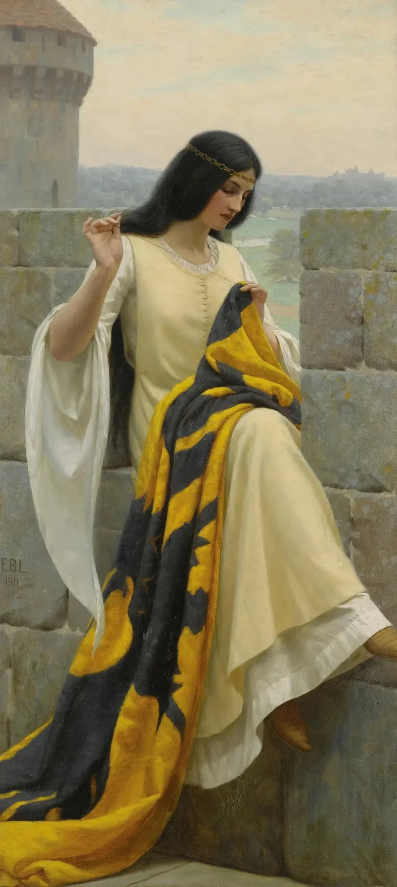Dame brodando la bandiera - Edmund Blair Leighton
