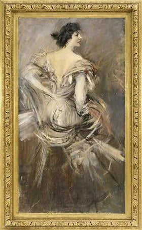 Donna in abito da sera marrone - Giovanni Boldini