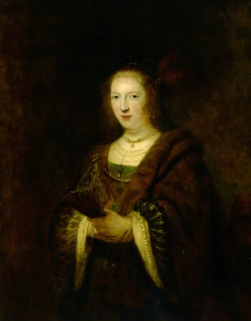 Donna che tiene un ventaglio - Rembrandt