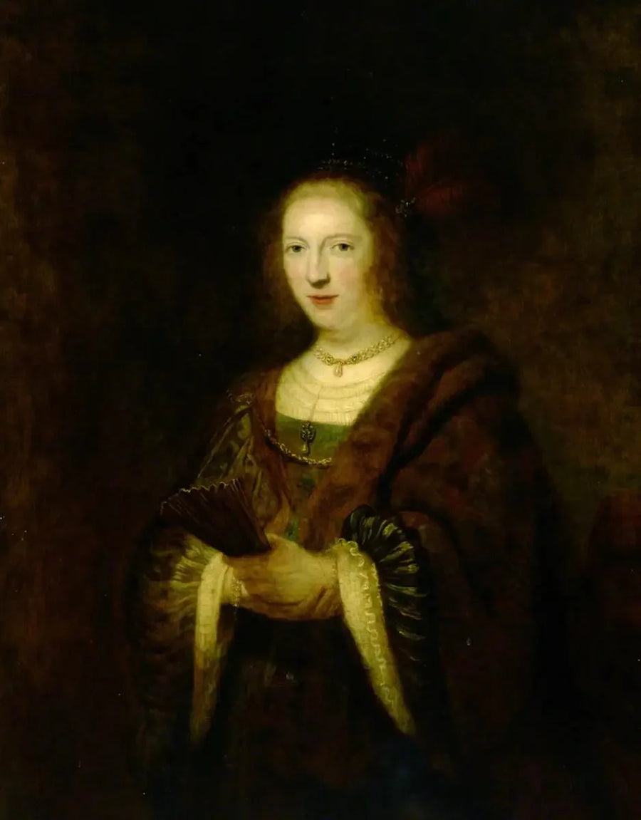 Donna che tiene un ventaglio - Rembrandt