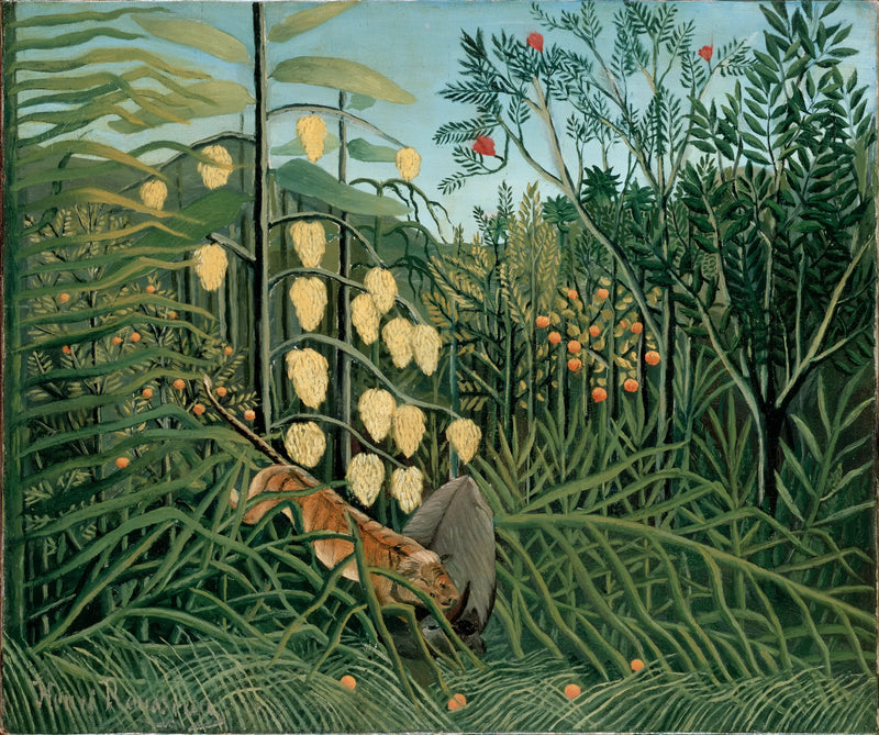 Nella foresta pluviale - Combattimento tra una tigre e un toro - Henri Rousseau