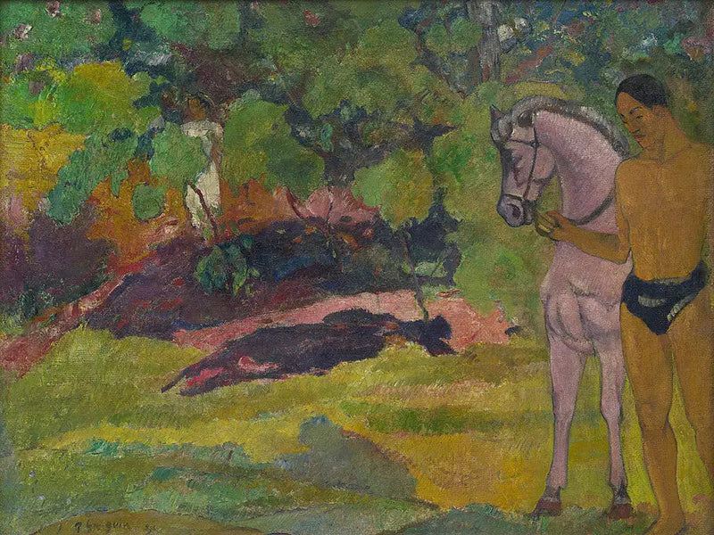 Nella vanillera, uomo e cavallo - Paul Gauguin