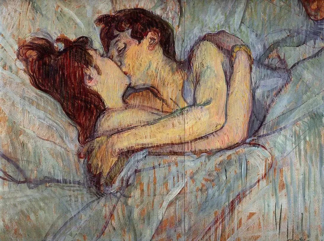 Dans le lit, le baiser - Henri de Toulouse-Lautrec image 1 copie de tableau peinte à la main