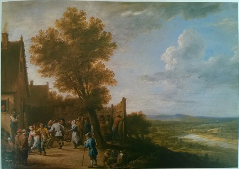 Danse del villaggio con vista su un fiume - David Teniers il Giovane