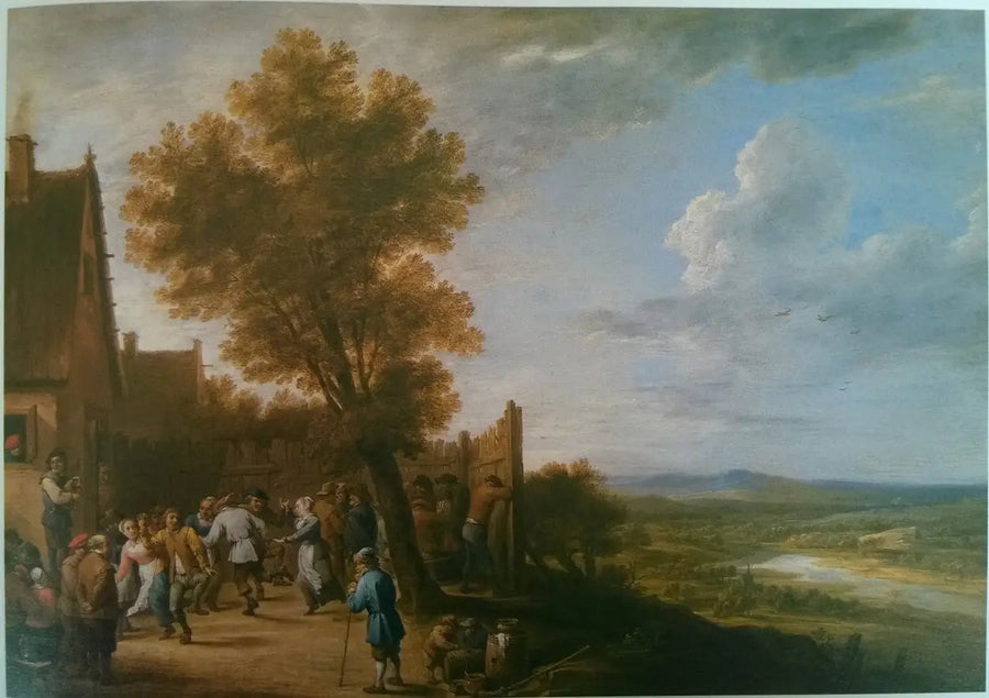 Danse del villaggio con vista su un fiume - David Teniers il Giovane