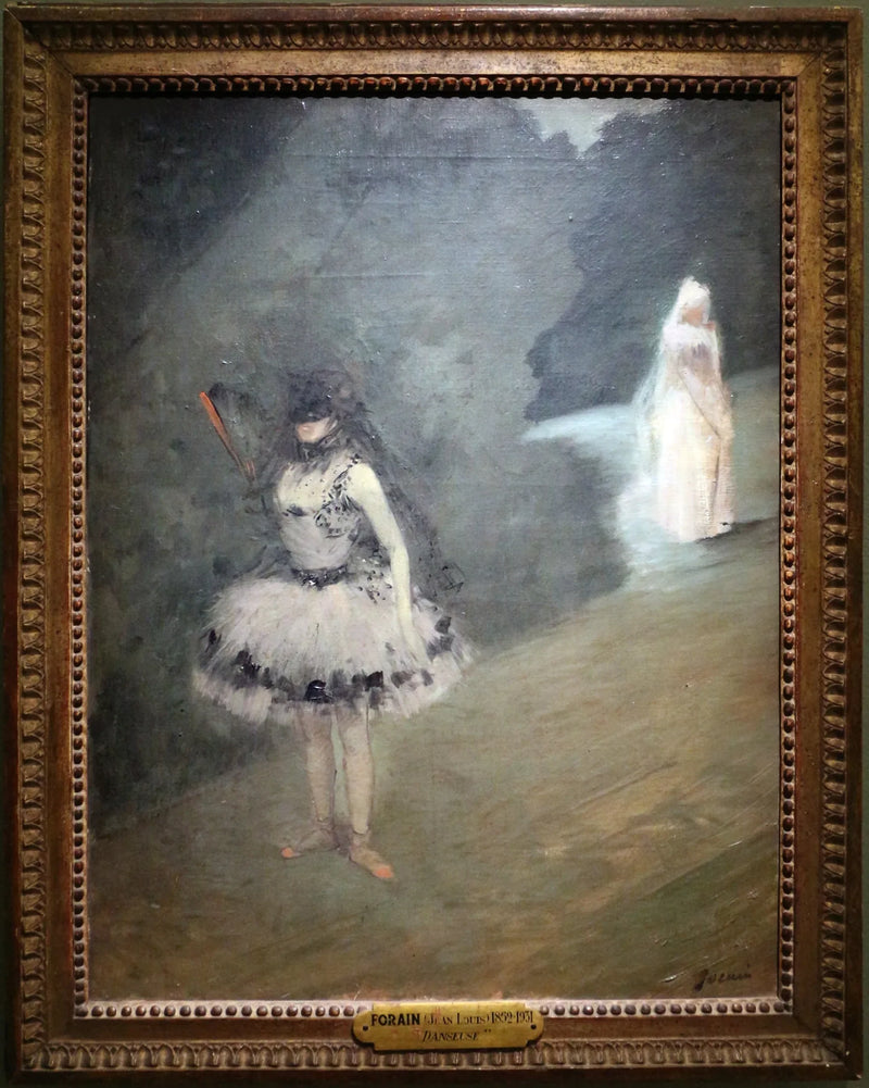 Danseuse in piedi dietro un portante di scena - Jean-Louis Forain