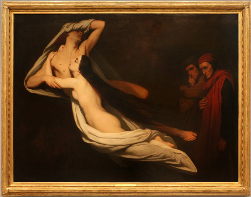 Dante e Virgilio incontrano le ombre di Francesca da Rimini e Paolo Malatesta negli Inferi - Ary Scheffer