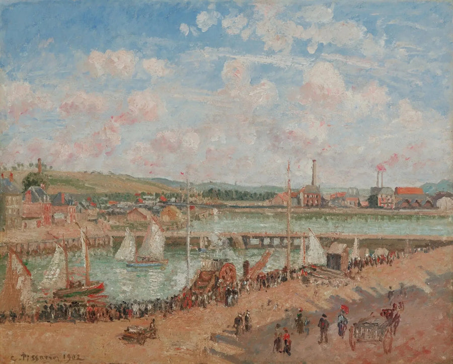 Pesca, Dieppe, mattina, tempo grigio - Camille Pissarro