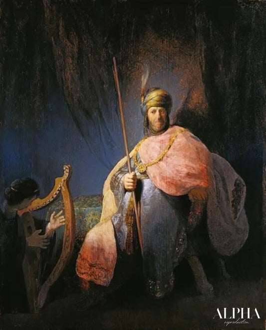 David, jouant de la harpe devant Saul - Rembrandt van Rijn - Reproductions de tableaux et peintures haut de gamme