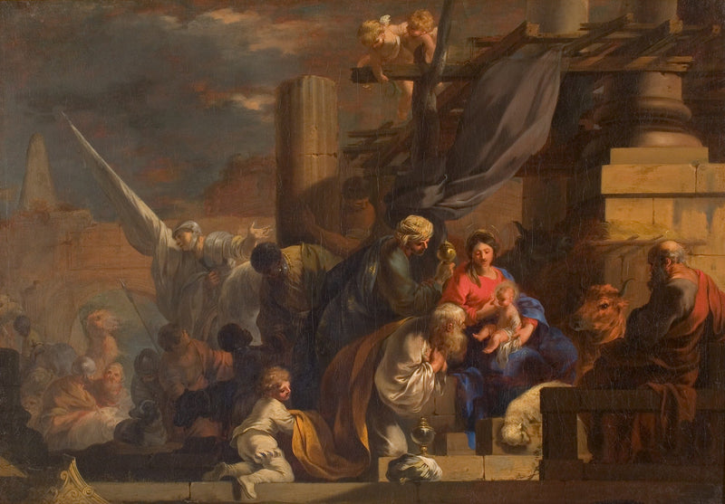 De aanbidding door de drie koningen - Sébastien Bourdon