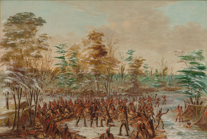 De Tonty demandant la paix dans le villaggio iroquois. 2 gennaio 1680 - George Catlin