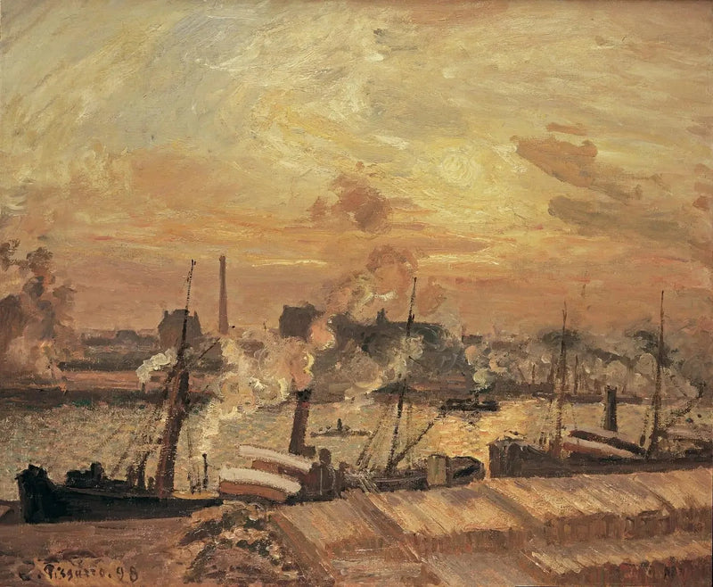 Scarico di legname, molo della Borsa, tramonto - Camille Pissarro