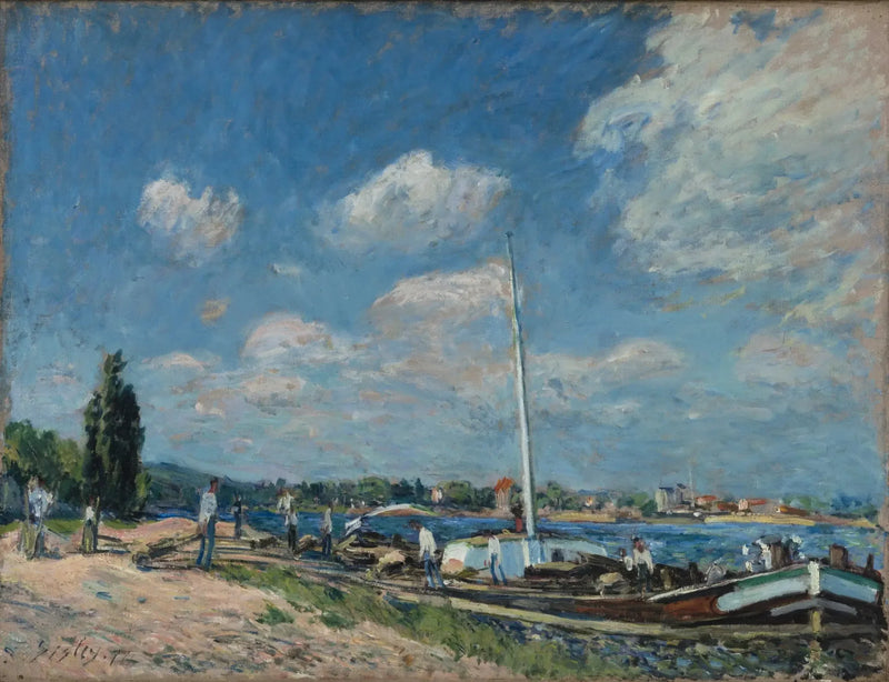 Scarico delle chiatte a Billancourt - Alfred Sisley
