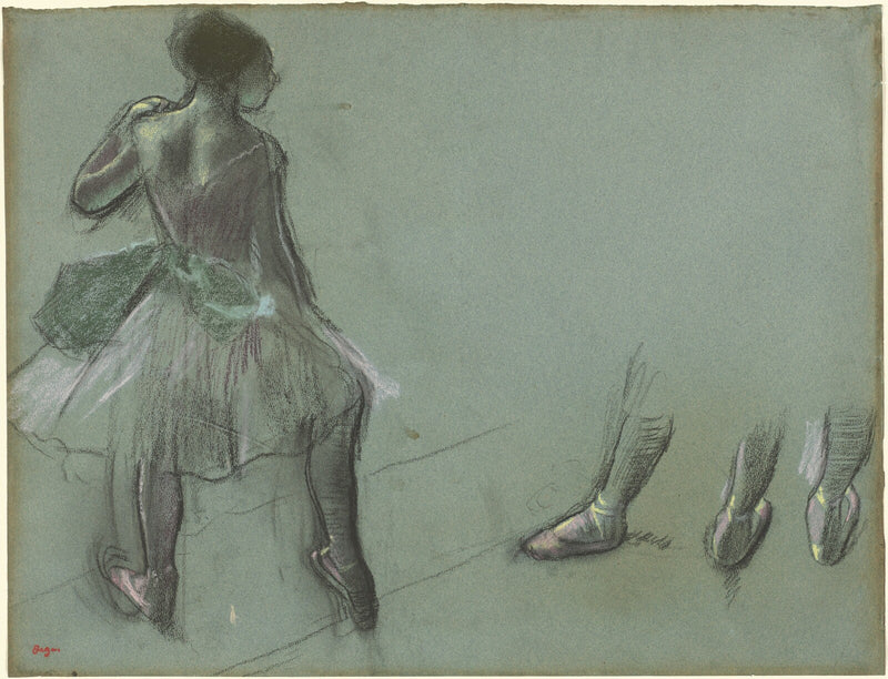 Dancer Seen from Behind and Three Studies of Feet - Edgar Degas