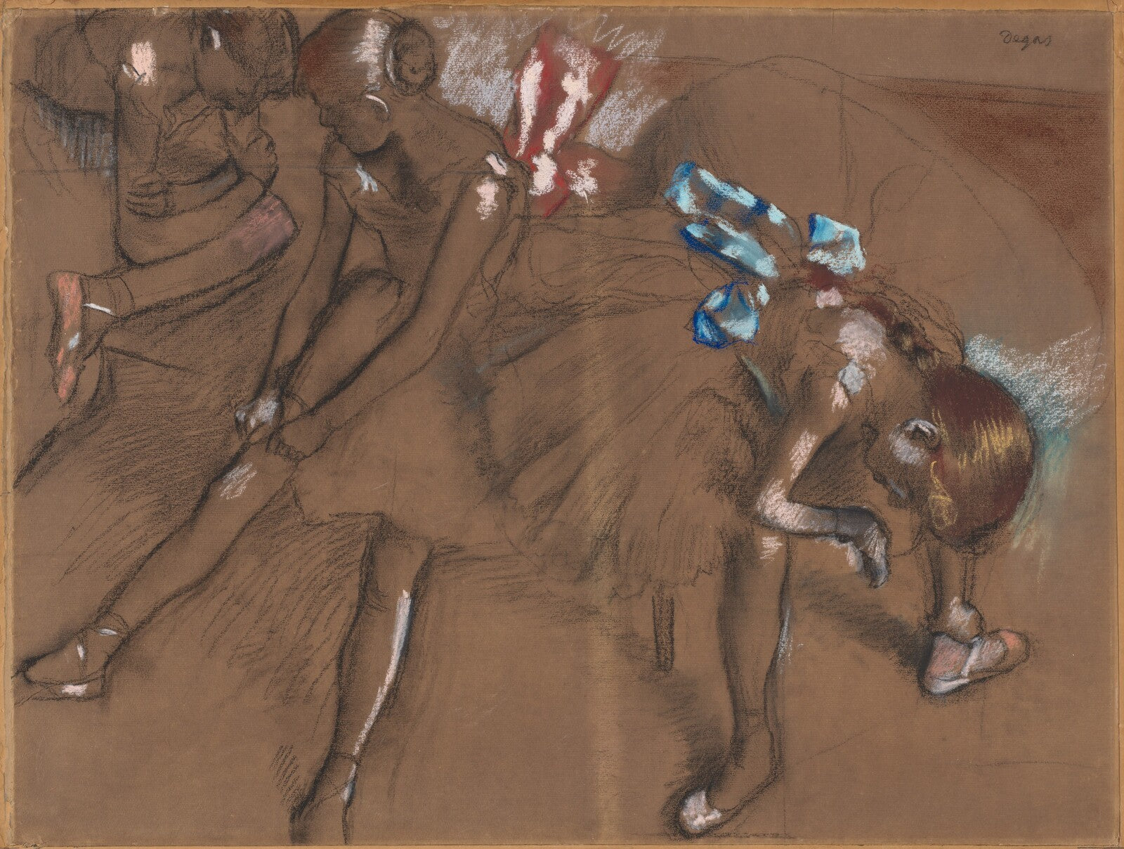 Three Dancers Resting, Edgar Degas, c. 1880 — pastel, National Gallery of Art