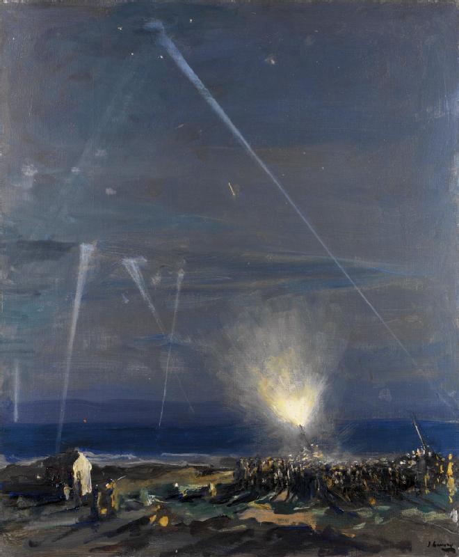 Difesa costiera: un cannone antiaereo da 18 libbre, Tyneside - John Lavery