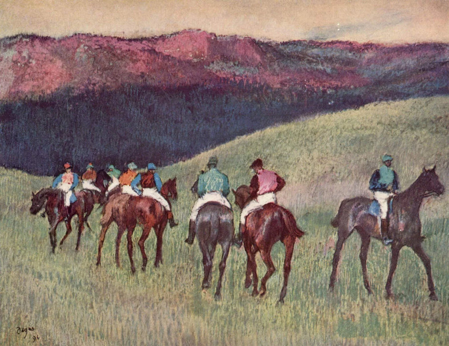 Cavalli da corsa in un paesaggio - Edgar Degas
