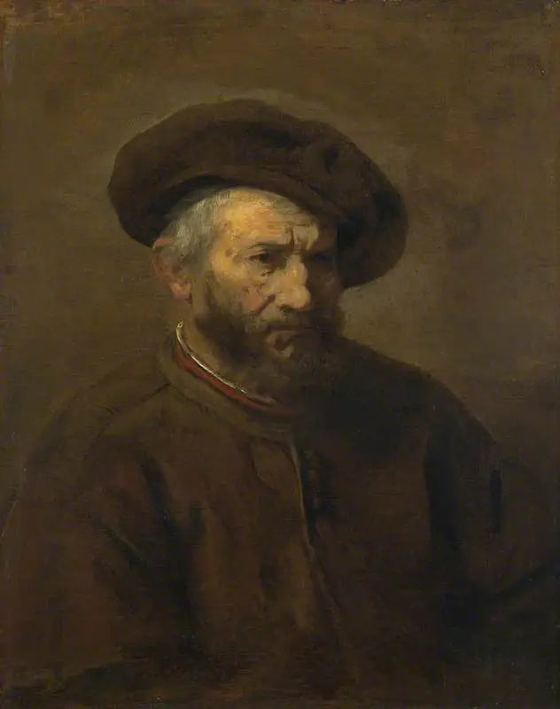 Mezza figura di un uomo barbuto con berretto - Rembrandt