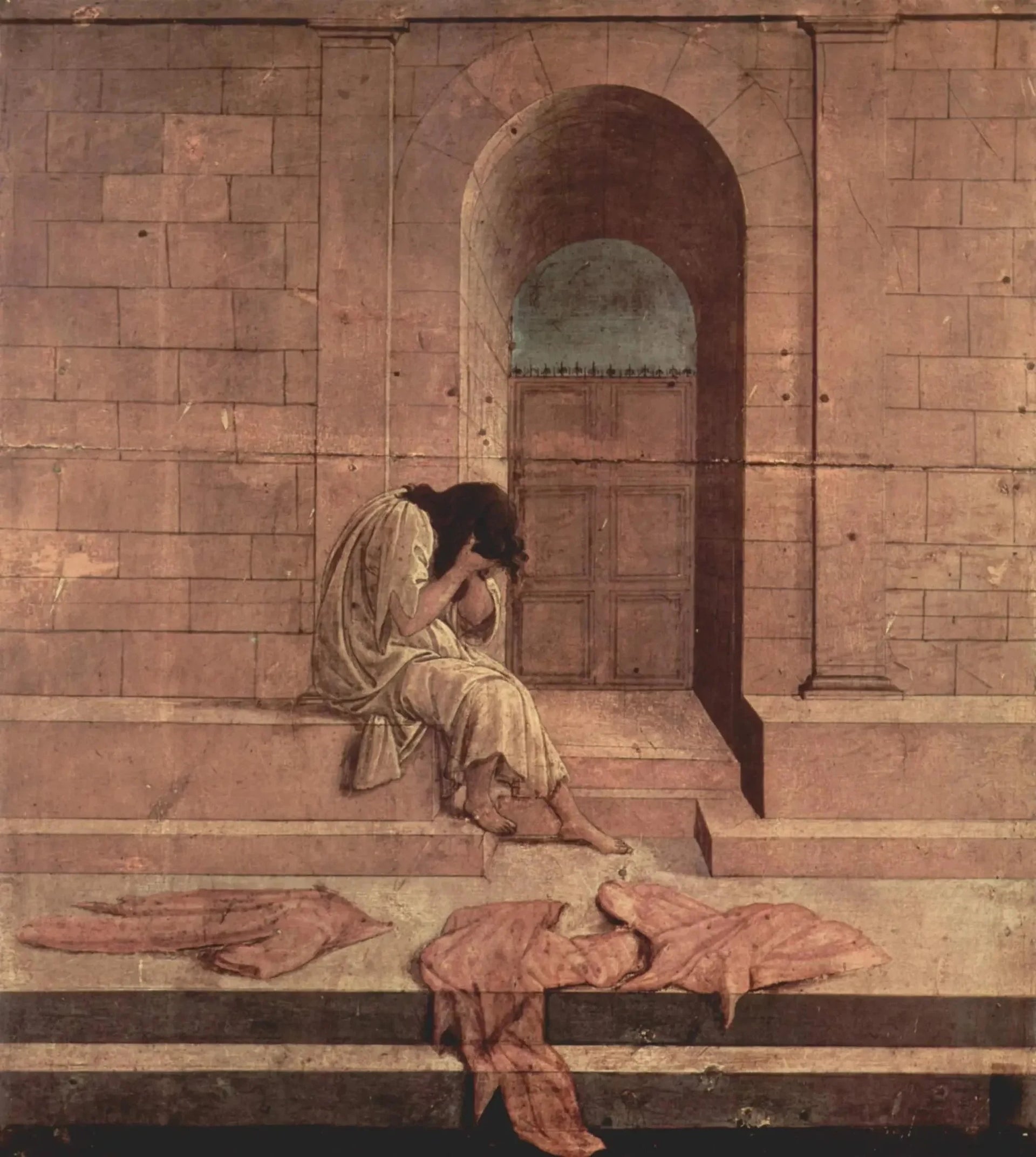 La Derelitta dite Mardochée en pleurs, attribuée à Botticelli, Galerie Pallavicini – reproduction peinture à l’huile sur toile