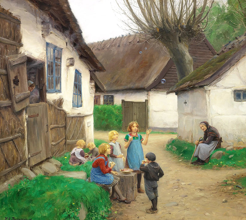 Des enfants fanno delle bolle. - H. A. Brendekilde