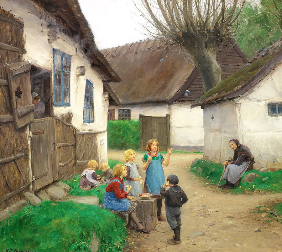 Des enfants fanno delle bolle. - H. A. Brendekilde
