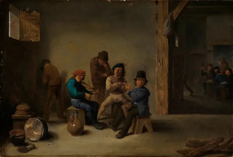 Contadini che bevono e fumano in una taverna - David Teniers il Giovane