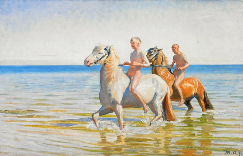 I ragazzi vanno all'abbeveratoio dei cavalli. Skagen, 1900 - Michael Peter Ancher