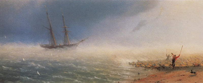 Pecore spinte dalla tempesta nel mare. - Ivan Aïvazovski