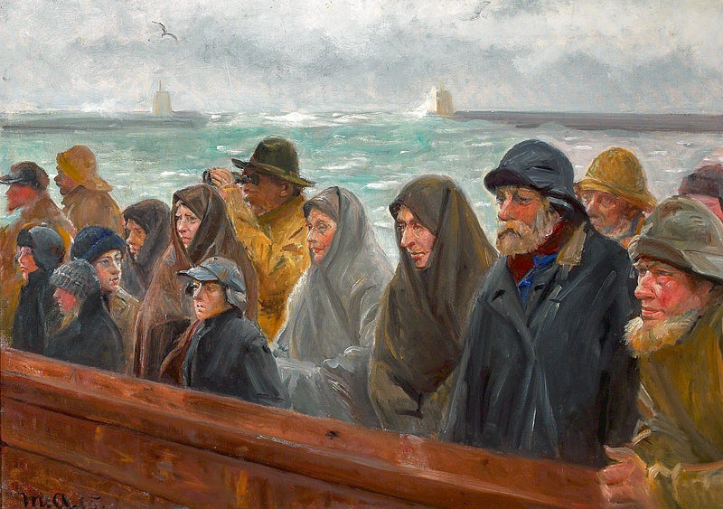 Pescatori e le loro famiglie su una banchina a Skagen. - Michael Peter Ancher