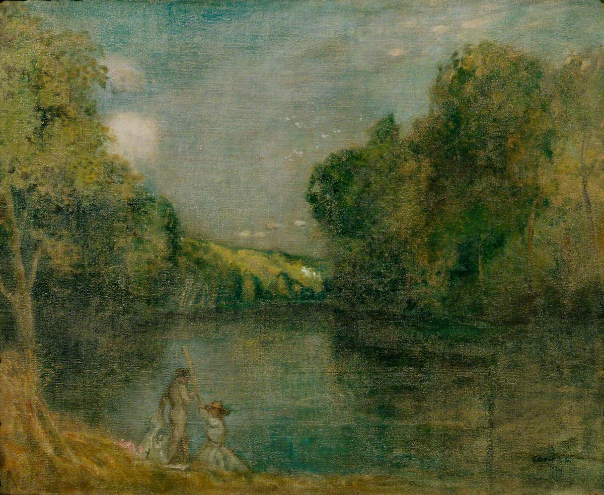 Des personnages au bord d'un lac - Charles Conder image 1 tableau peint à l’huile sur toile