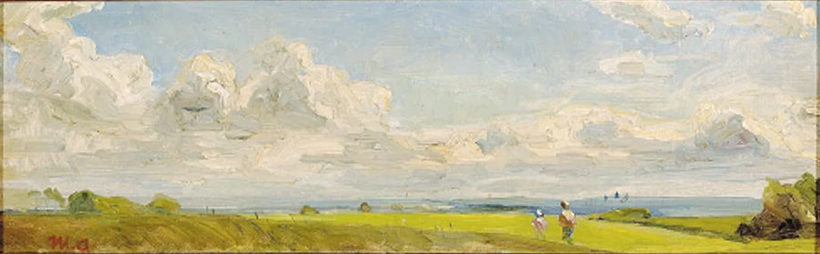 Persone che camminano in un paesaggio estivo. - Michael Peter Ancher