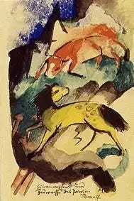 Des Prinzen Jussuf Zitronenpferd und Feuerochse - Franz Marc image 1 reproduction d’œuvre d’art à l’huile