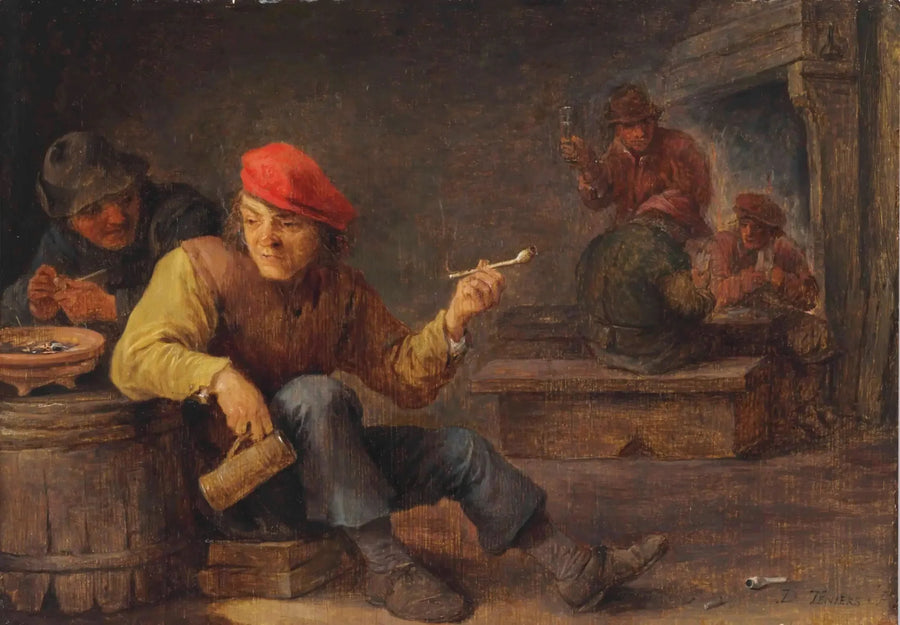Des rustres bevono e fumano in una locanda - David Teniers il Giovane