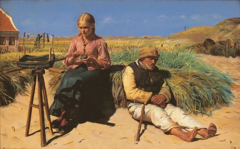 Silhouette in un paesaggio. Kristian e Tine ciechi tra le dune. - Michael Peter Ancher