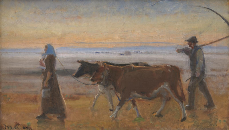 Le mucche vengono condotte attraverso la brughiera - Michael Peter Ancher
