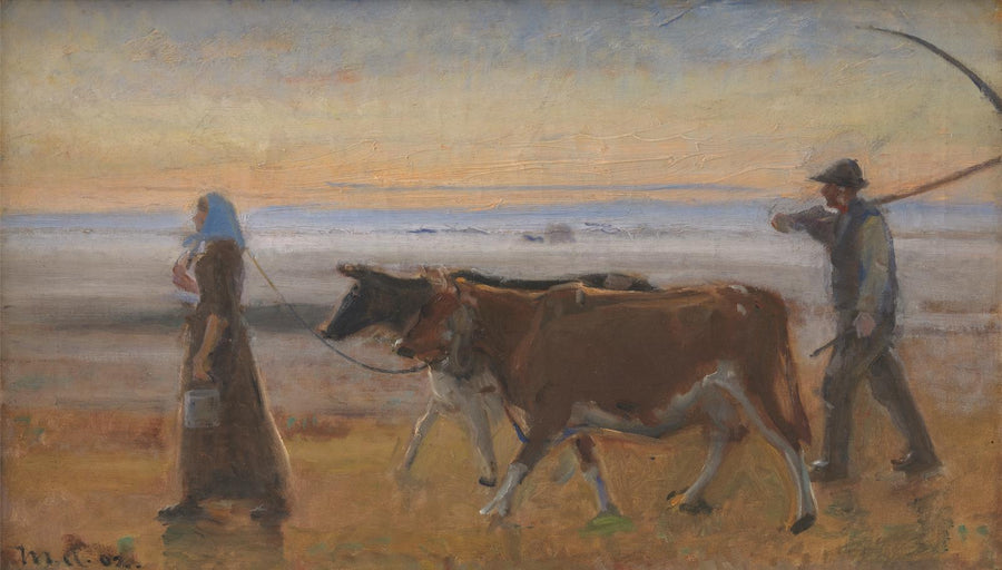 Le mucche vengono condotte attraverso la brughiera - Michael Peter Ancher