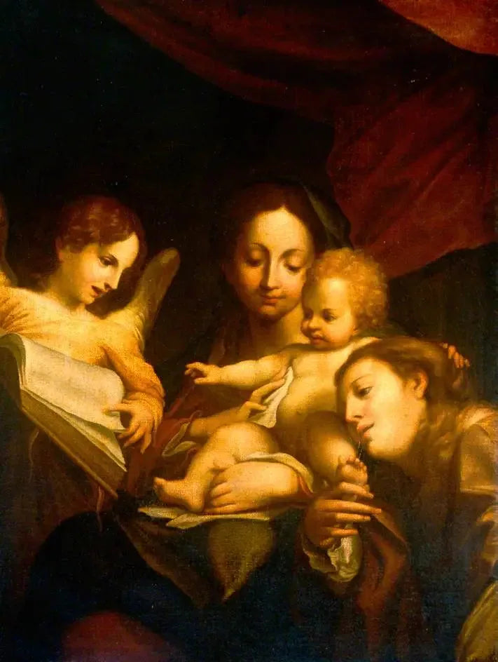Dettaglio della Madonna con san Girolamo e Maria Maddalena (Il Giorno) - Antonio da Correggio