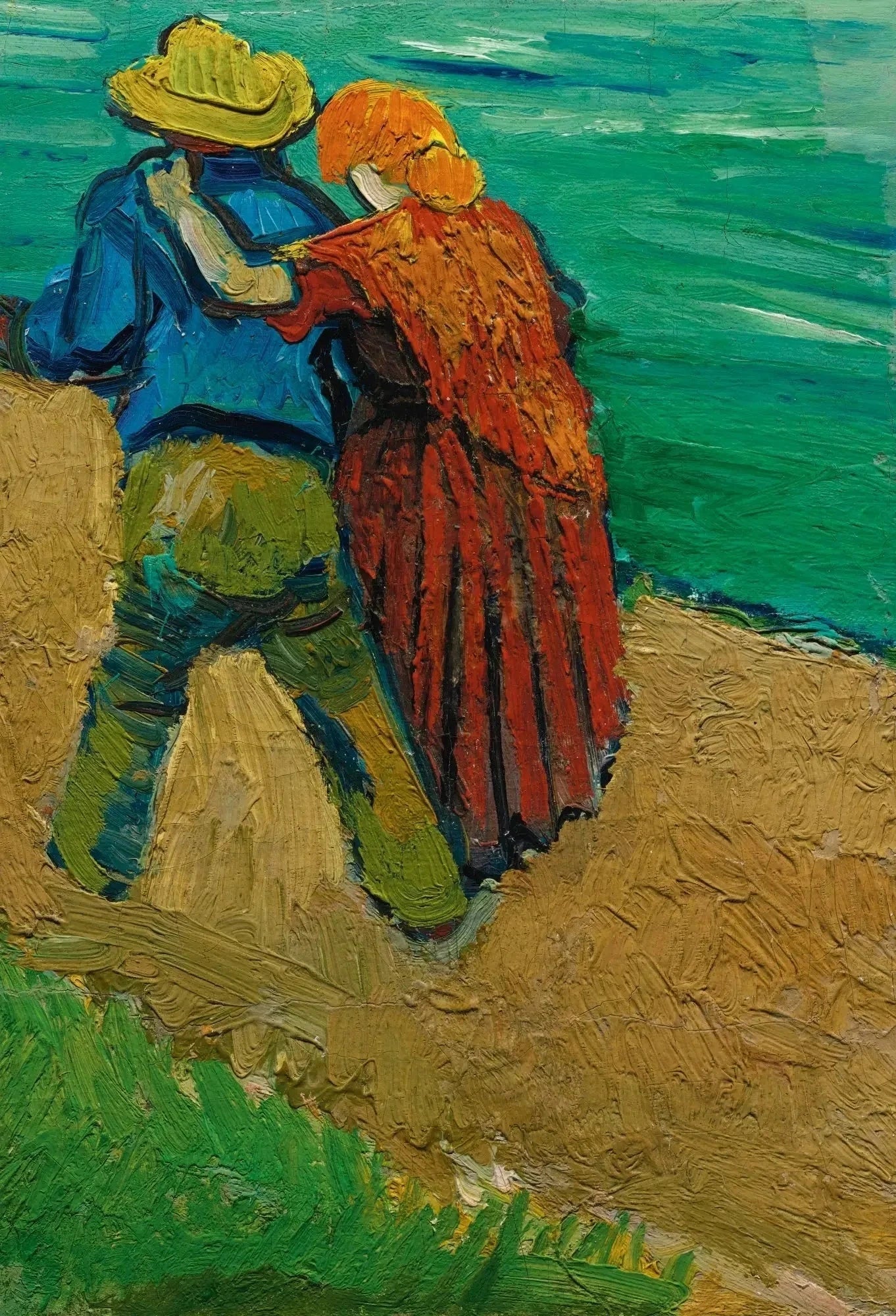 Deux amoureux, Églogue en Provence, F544 — couple marchant au bord de l’eau peint par Vincent van Gogh