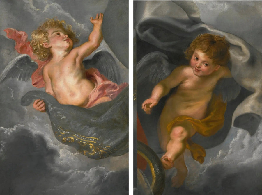 Due cherubini che tengono delle draperie - Peter Paul Rubens
