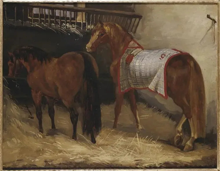 Due cavalli nella stalla - Théodore Géricault