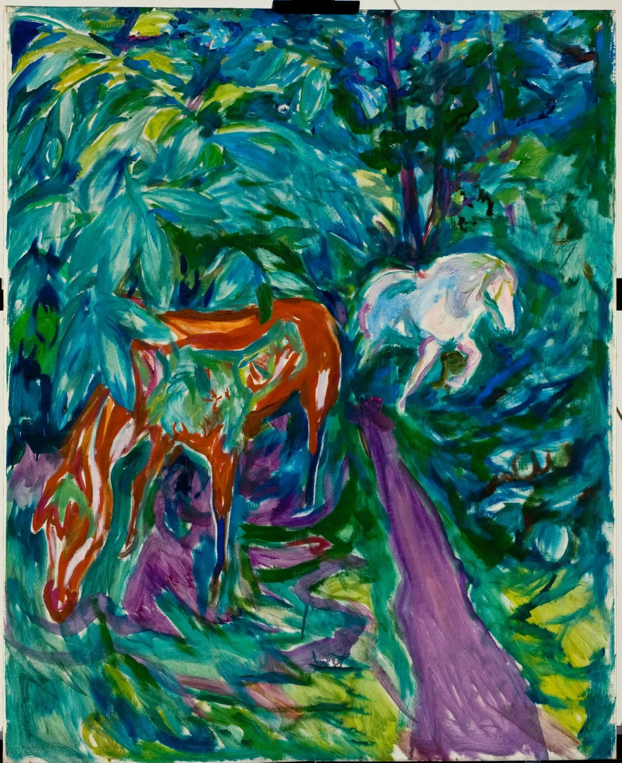 Due cavalli nella foresta - Edvard Munch