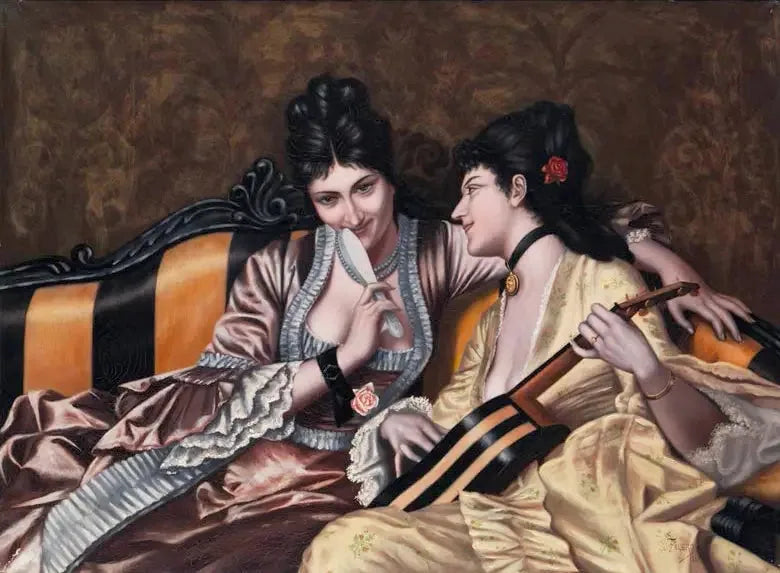 Due dame su un divano - Luis Ricardo Falero
