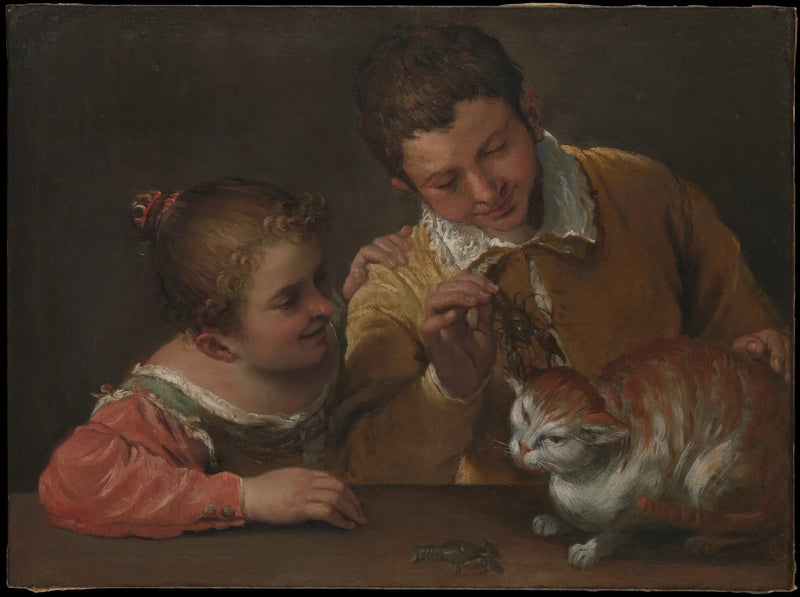 Due bambini tormentando un gatto - Annibale Carracci
