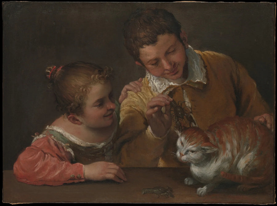 Due bambini tormentando un gatto - Annibale Carracci