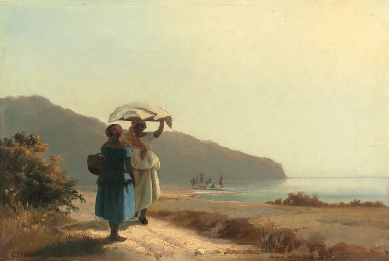 Due donne che parlano sulla riva del mare, Saint-Thomas - Camille Pissarro