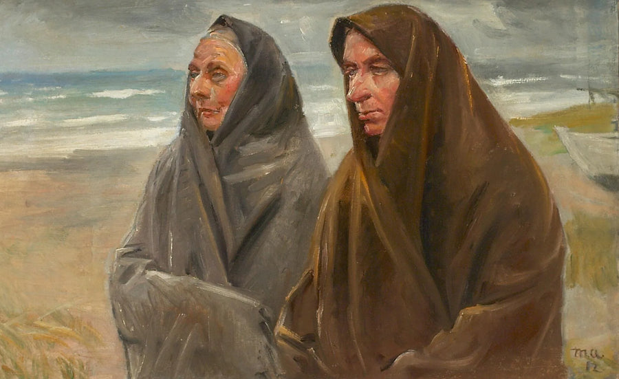 Due mogli di pescatori sulla spiaggia. - Michael Peter Ancher