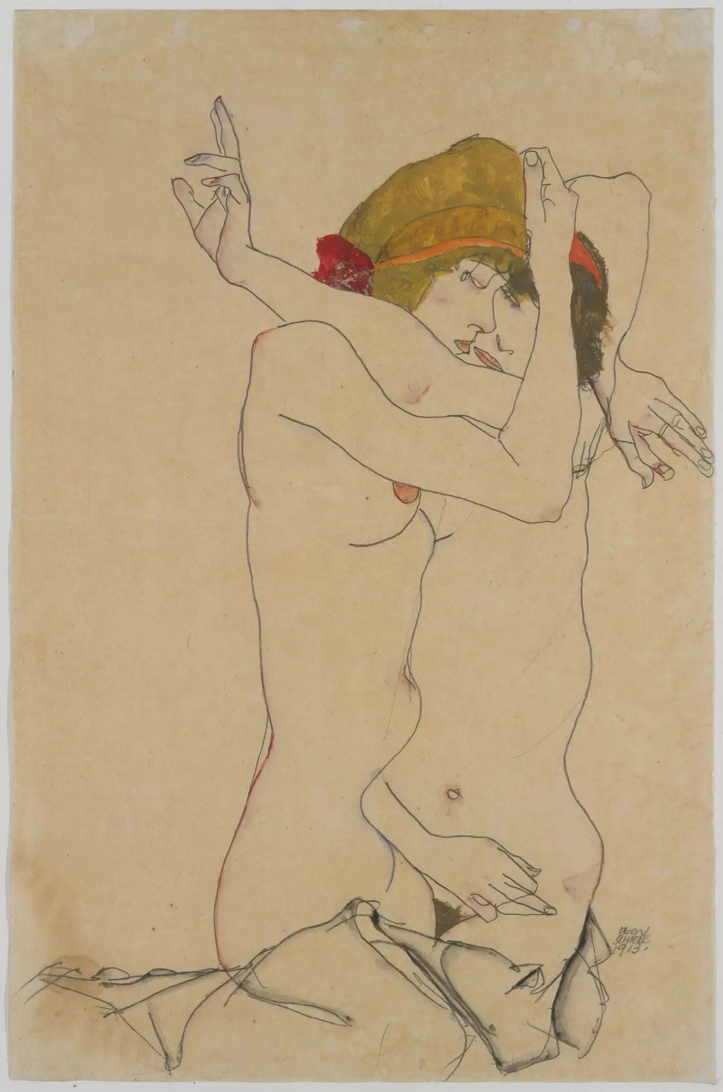 Deux femmes s'embrassant - Egon Schiele image 1 tableau peint à l’huile sur toile