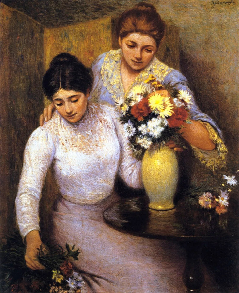 Due ragazze che sistemano i fiori - Federico Zandomeneghi