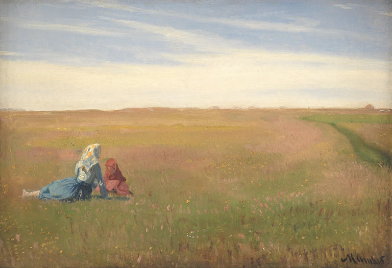 Due ragazze in un campione. Giorno d'estate - Michael Peter Ancher
